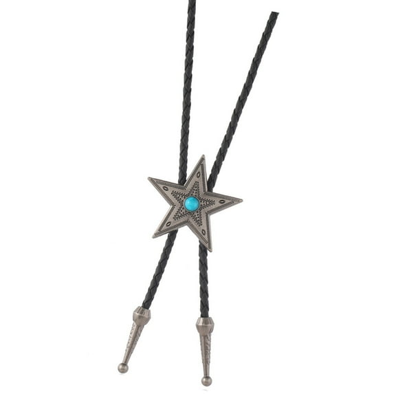 Adjustable Bolo Tie For Men Women Alloy Star Pendant PU Leather Cord Necktie