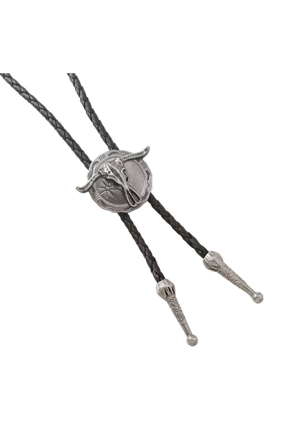 Adjustable Bolotie Shirt Collar Fashion Rope Chain Neck Accessory Engraved Pendant Neckpiece For Men Western Theme Event