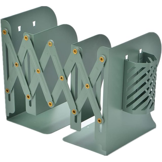 Adjustable Bookends 3 Compartments Decorative Metal Book Holders Heavy