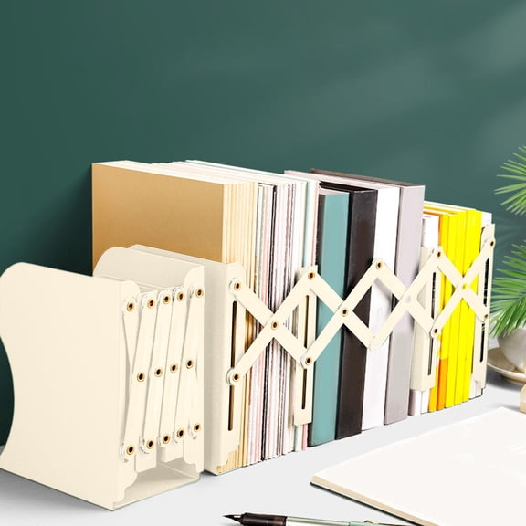 Adjustable Bookends Book Ends for Shelves, Metal Bookend for Heavy Books, Desk Magazine File Organizer Holder Extends up to 20in, Book Stopper for Home, Office, Classroom (1PC, Yellow)
