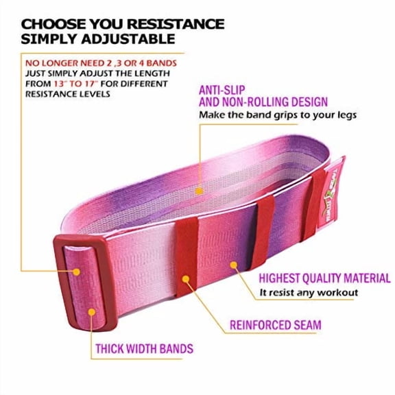 Adjustable Booty Resistance Workout Hip Exercise Bands | Fitness Exercise Loop Circle for Legs,Butt,Glutes and Thighs Training
