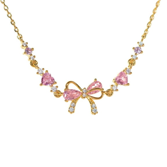 Adjustable Bow Bracelet for Women - Beaded Chain Friendship Bracelet with Charm - Trendy Pink & White Ribbon Bow Jewelry - Gift for Her Birthday, Christmas or Wedding