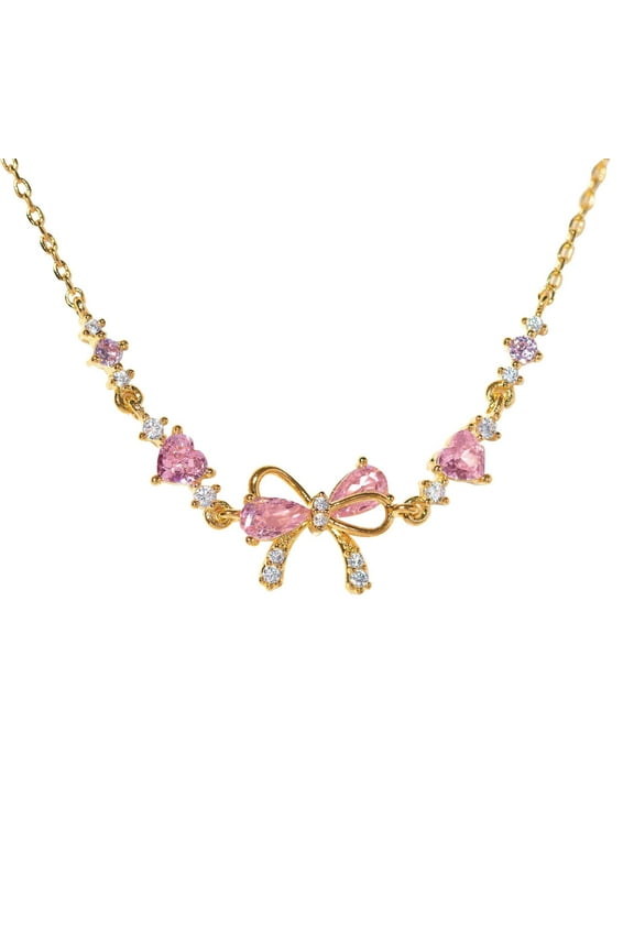 Adjustable Bow Bracelet for Women - Beaded Chain Friendship Bracelet with Charm - Trendy Pink & White Ribbon Bow Jewelry - Gift for Her Birthday, Christmas or Wedding