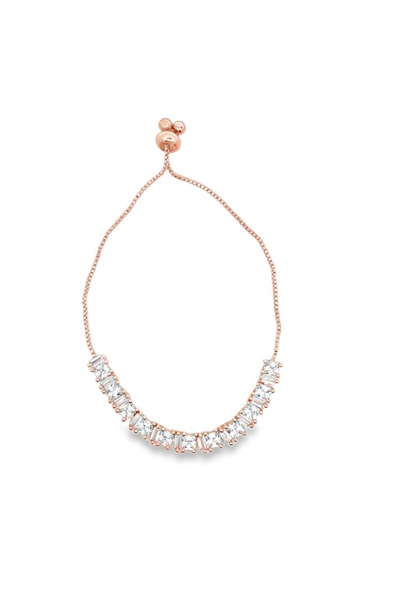 Adjustable Box Chain Bracelet With Large Clear CZ Stones (I120)