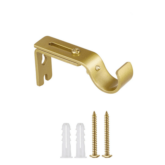 Adjustable Brackets for Curtain Rods, Yoaney Adjustable Curtain Rod Brackets Wall Mounted Metal Single Rod Holder, Gold