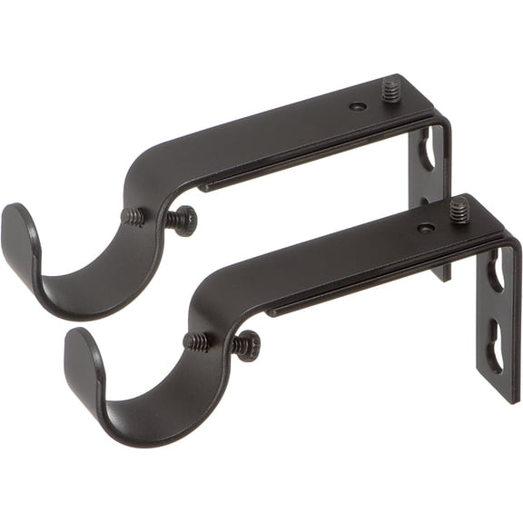 Adjustable Brackets for Curtain Rods - for 1 or 1 1/8 Inch Rods. Set of 2 - Antique Black