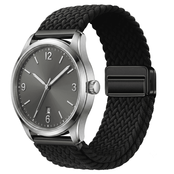 Adjustable Braided Loop Band for Apple Watch Ultra Series 9 8 7 6 5 4 SE, Stretchy Nylon Magnetic Sport Strap 38mm 40mm 41mm 42mm 44mm 45mm 46mm 49mm Black (S10/11-42mm)38/40/41mm 1PCS