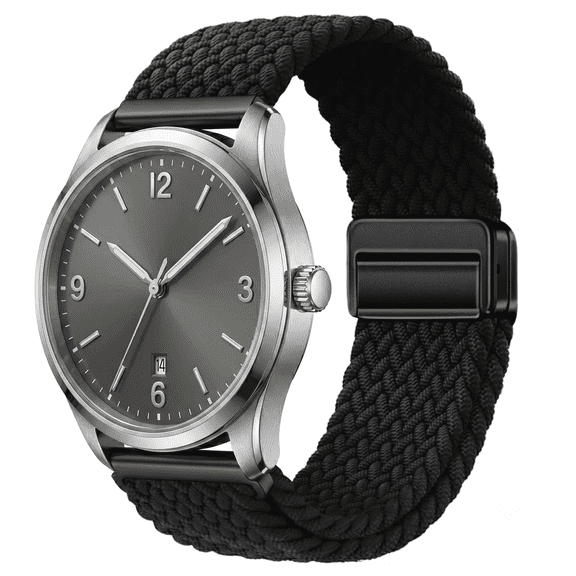 Adjustable Braided Loop Band for Apple Watch Ultra Series 9 8 7 6 5 4 SE, Stretchy Nylon Magnetic Sport Strap 38mm 40mm 41mm 42mm 44mm 45mm 46mm 49mm Black (S10/11-42mm)38/40/41mm 1PCS
