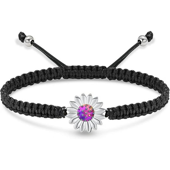 Adjustable Braided Rope Sunflower Cremation Urn Bracelet for Ashes for Women Men Keepsakes Cremation Bracelet for Human Pet