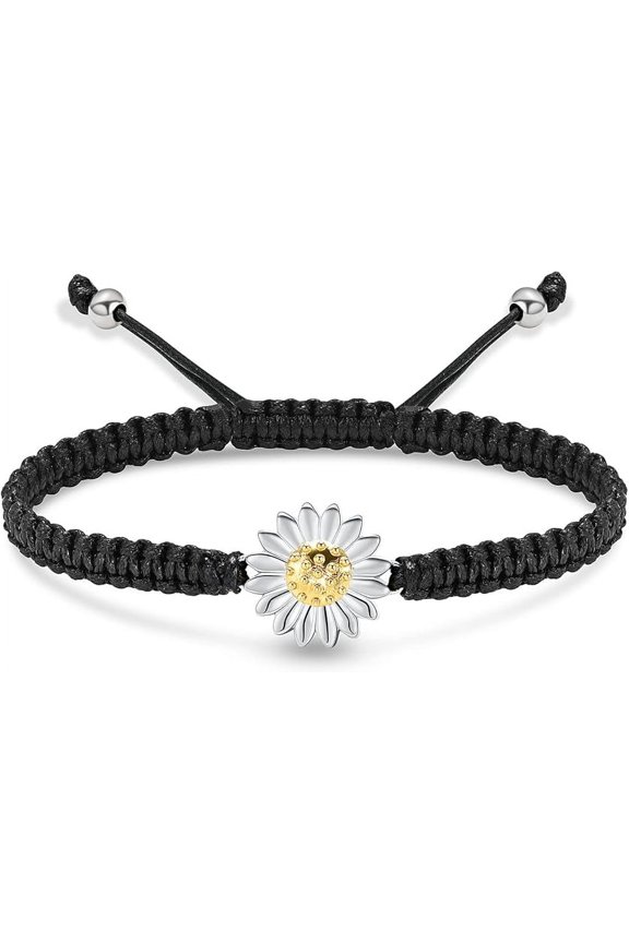 Adjustable Braided Rope Sunflower Cremation Urn Bracelet for Ashes for Women Men Keepsakes Cremation Bracelet for Human Pet