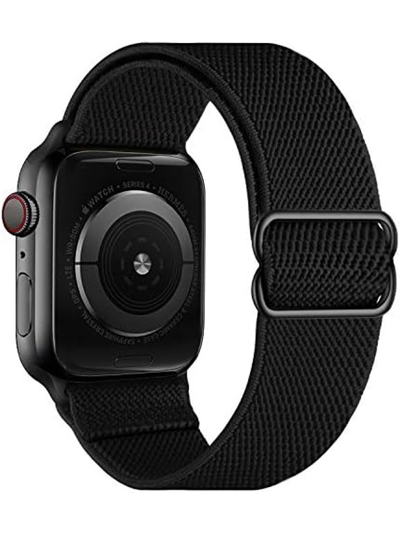 Adjustable Braided Solo Loop Band for Apple Watch Men Women, Stretchy Elastic Nylon Sport Strap 38/40/41/42mm iWatch Series 11 10 9 8 7 6 5 4 SE 3 2 1, Black