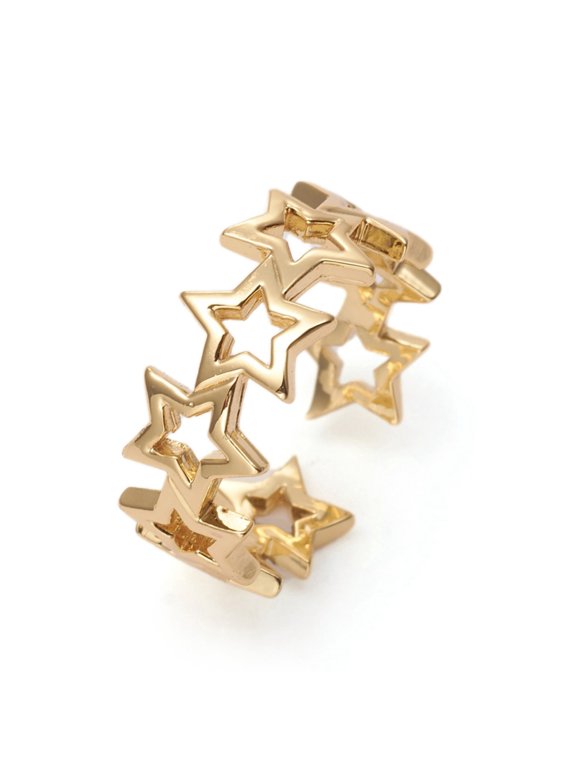 Adjustable Brass Cuff Rings Cadmium Free Lead Free Open Rings Long-Lasting Plated Star Golden Size 6(16.5mm)