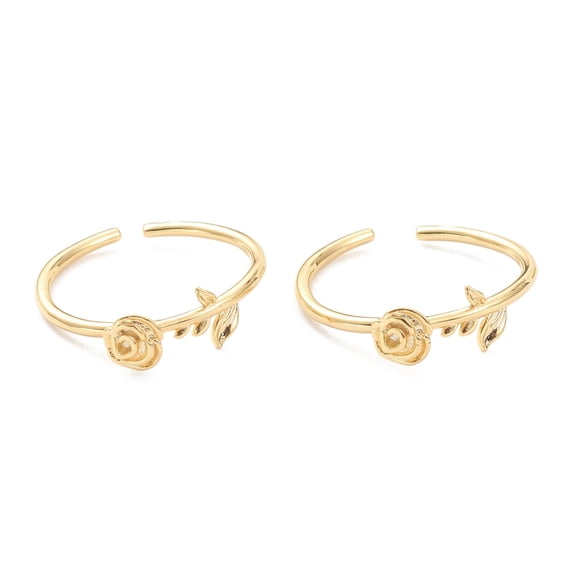 Adjustable Brass Cuff Rings Open Rings Rose Real 18K Gold Plated US Size 5 1/2(16.1mm) Inner Diameter: 16mm