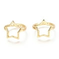 thumbnail image 1 of Adjustable Brass Finger Rings Star Real 18K Gold Plated Size 7 Inner Diameter: 18mm, 1 of 3