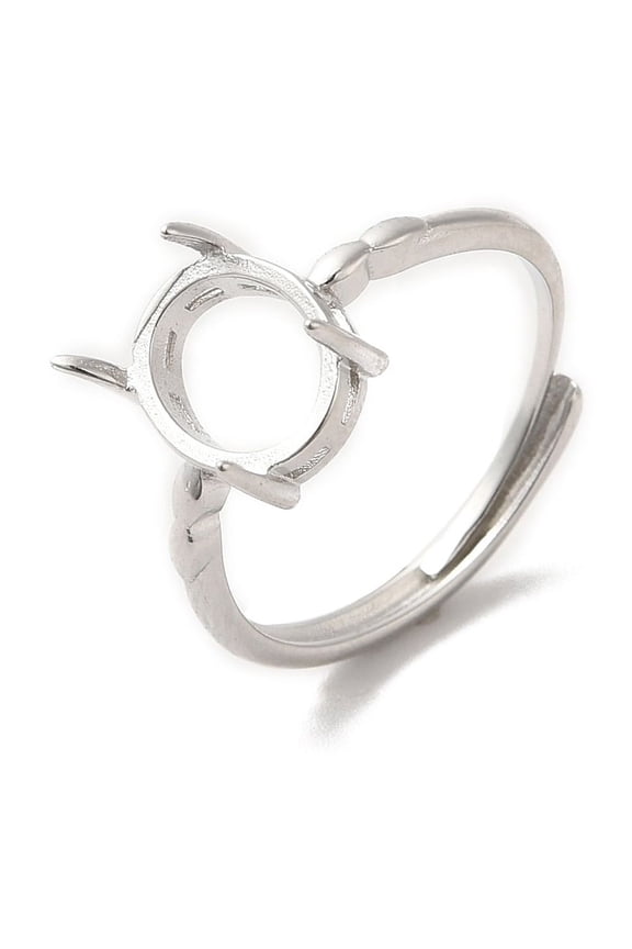 Adjustable Brass Solitaire Ring Settings Prong Ring Settings Oval Platinum Inner Diameter: 17.6mm Tray: 10x8mm