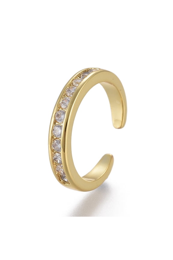 Adjustable Brass Toe Rings Open Cuff Rings Open Rings with Clear Cubic Zirconia Golden Size 3 Inner Diameter: 13.5mm