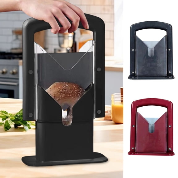 Adjustable Bread Bagel Slicer for Toaster with Non-Slip Grip, Safe and Even Cutting for Bagels, Bread, and English Muffins, Ideal for Breakfast Prep and Family Kitchens | Black KTFgvq