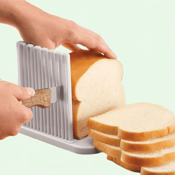 Adjustable Bread Slicer for Home, Premium ABS Bread Slicing Guide, Easy to Clean, Foldable & Compact Design (White)