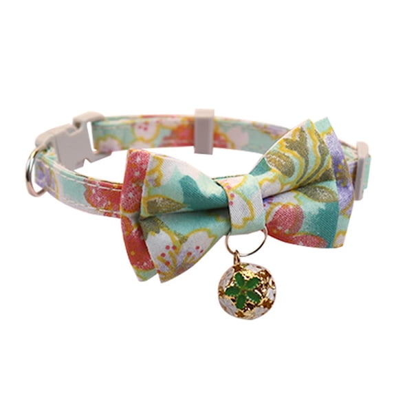 Adjustable Breakaway Cat Collar with Bow Tie and Bell 6.63-12.87 Inch Polyester Pet Safety Collar