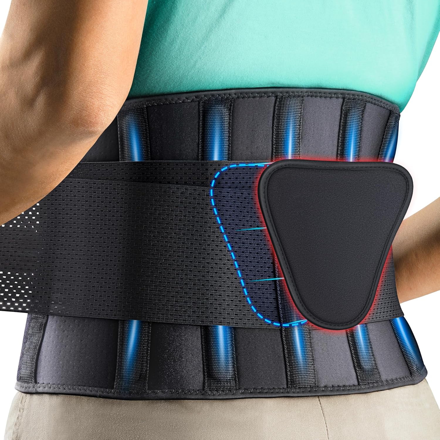 Adjustable Breathable Back Brace – Lumbar Support Belt for Lower Back Pain Relief, Posture Corrector for Daily Use & Sports, Fits 24-30 Inch Waist