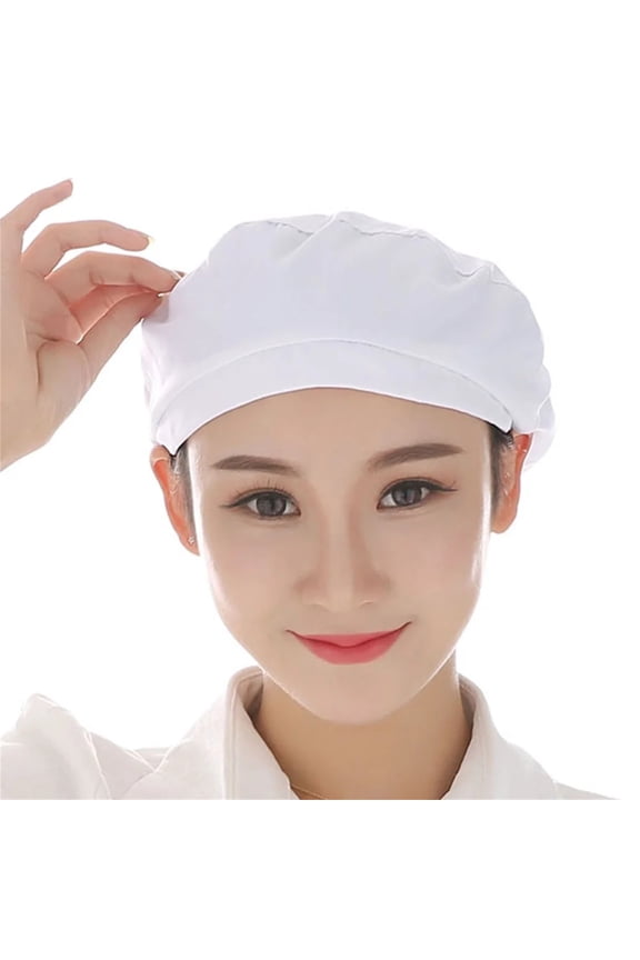 Adjustable Breathable Beanie Cap, Kitchen Cooking Working Cap, Unisex Practical Headwear, Lightweight Easy Clean Headcap for Catering Work Household Use Outdoor Labor Universal Working Hat,White