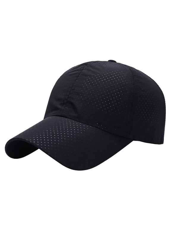 Adjustable Breathable Mesh Snapback Hat with Long Bill Design, Quick Dry Baseball Cap for Women and Men for Outdoor Running, Cool Soft Sports Visor Hat for Golf and Workout,Black