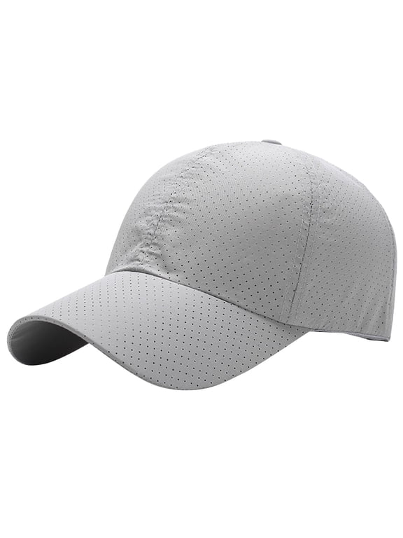 Adjustable Breathable Mesh Snapback Hat with Long Bill Design, Quick Dry Baseball Cap for Women and Men for Outdoor Running, Cool Soft Sports Visor Hat for Golf and Workout,Grey