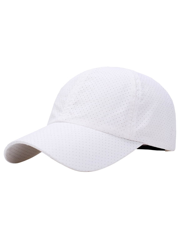 Adjustable Breathable Mesh Snapback Hat with Long Bill Design, Quick Dry Baseball Cap for Women and Men for Outdoor Running, Cool Soft Sports Visor Hat for Golf and Workout,White