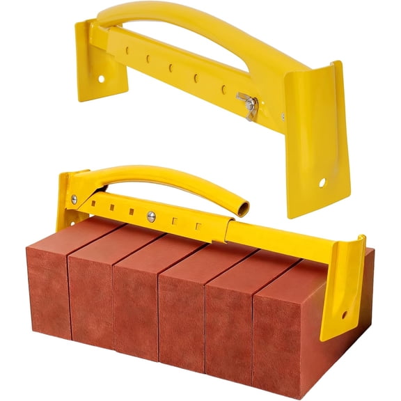 Adjustable Brick Tongs - 26-3/8" Expandable Jaws, Holds 6-10 Bricks/Pavers for Efficient Masonry Work