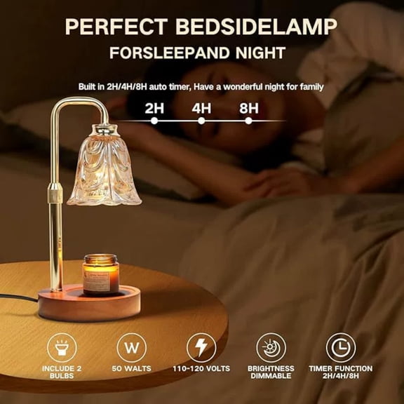 Adjustable Brightness Candle Heating Lamp with Timer - Flameless Wax Warmer for Bedrooms and Offices, 4 Dimming Options, Stylish Daffodil Design, Ideal Gift for Candle Lovers