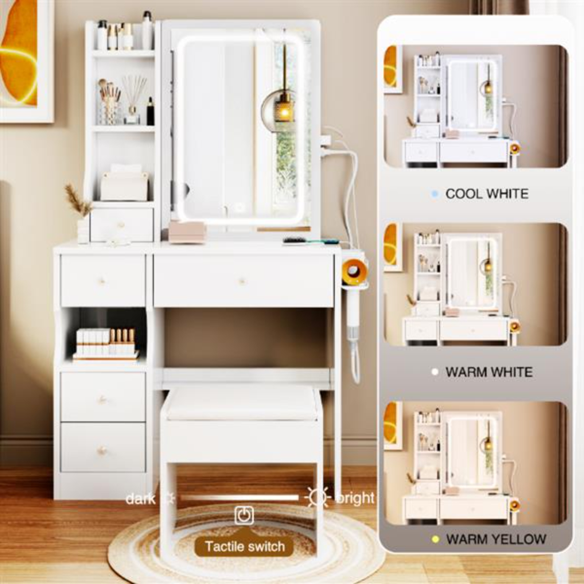 Adjustable Brightness Extra Large Touch Control Sliding LED Mirror