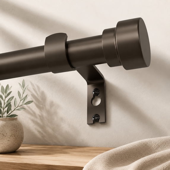 Finials Adjustable Brown Curtain Rods for Windows 48 to 84 Inch, 1 Inch ...