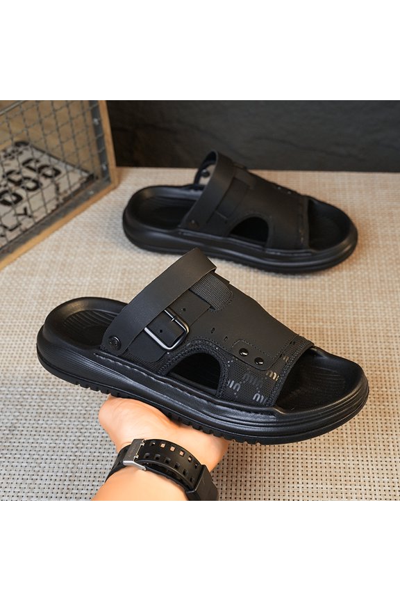 Adjustable Buckle Hollow Out Thick Platform Two-Wear Slide Sandals