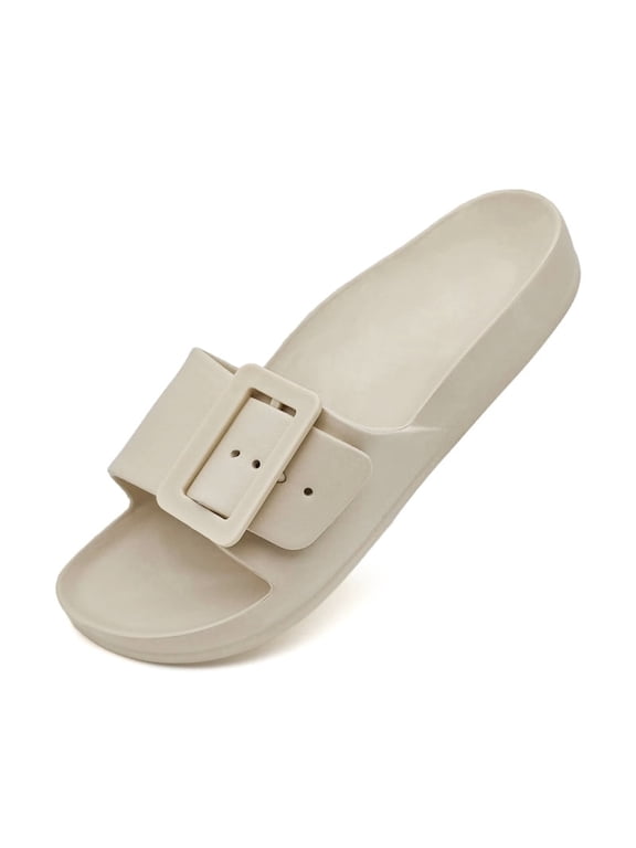 Adjustable Buckle Sandals for Women EVA Cloud Lightweight Slides Slip On Shower Shoes Summer Beach
