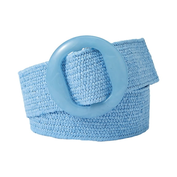 Adjustable Buckle Waist Belt Women Elastic Belt Weave Braided Belt Wide Waistband Colorful Straw Vintage Belt
