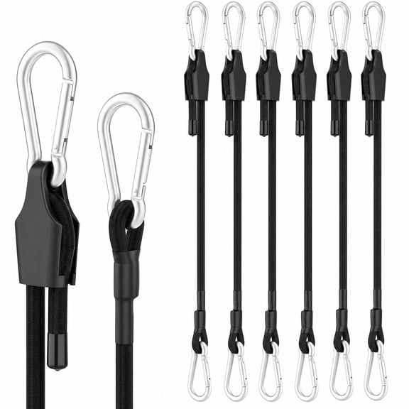 Adjustable Bungee Cords 6 Pack 39.3", Heavy Duty Carabiner Hooks for Cargo, Luggage, Bike & Outdoor