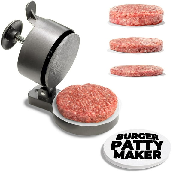 Adjustable Burger Press Patty Maker - Adjustable 1/4lb to 3/4lb Burger Press with Patty Ejector - Patty Paper Included