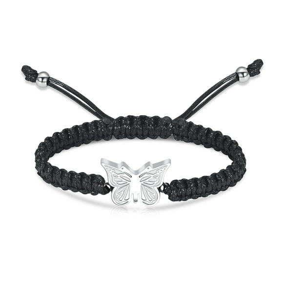 Adjustable Butterfly Urn Bracelet for Ashes - Manmade Braided Adjustable Bracelet Cremation Memorial Keepsake Urn Bracelet for Human Pet
