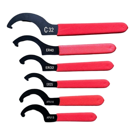 Adjustable C Hook Wrench Set High-Carbon Steel Open End Wrench Non-Slip Handle for Engraving Machines Electric Spindles Precision Nut Adjustment Automotive Machining