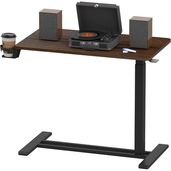 Adjustable C-Shaped Rolling Table with Wheels, Mobile Side End Table for Sofa, Bed, or Desk Use (27.