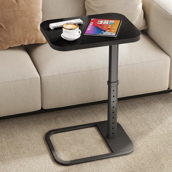 Adjustable C-Shaped TV Tray, Flip Top Side Table For Snack, Laptop, Dining In Small Spaces