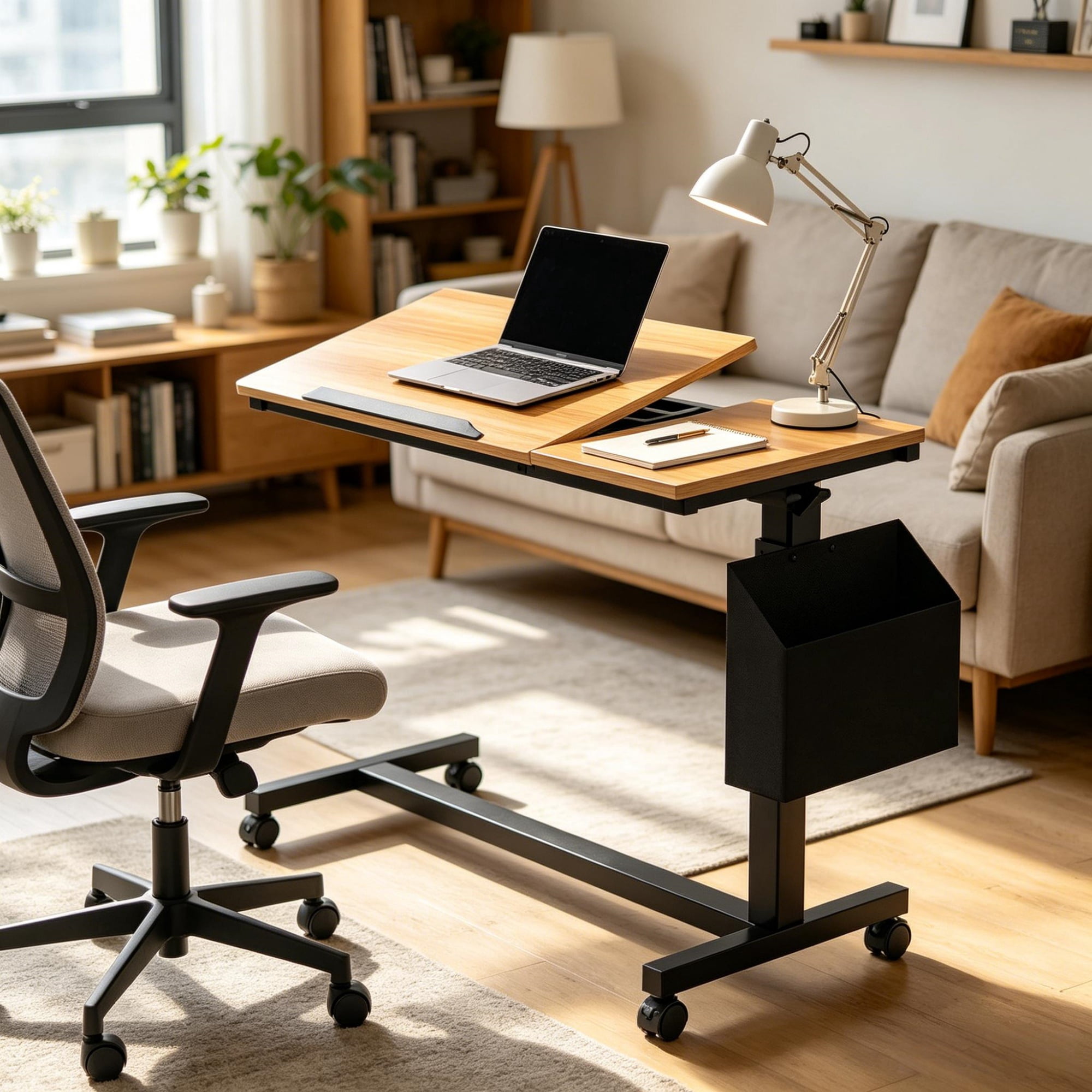 Adjustable C-Table with Tiltable Top for Sofa Laptop Bed Desk