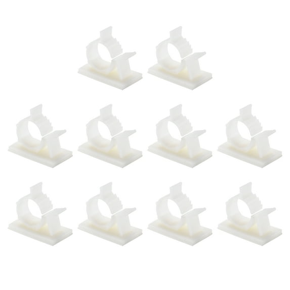 Adjustable Cable Clips, 10 Pack 17-20mm Self-Adhesive Cable Clamp Wire Clamps, White