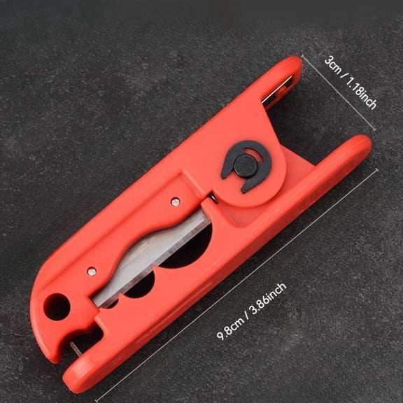 Adjustable Cable Stripper with Sharp Blades - Red Plastic Handle, Includes 2 Spare Blades, Cross Cutter for Fiber Optic and Electrician Essentials