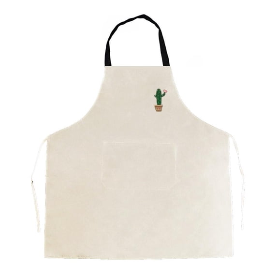 Adjustable Cactus Print PVC Apron with Front Pocket for Kitchen Cooking and Multi-Purpose Use