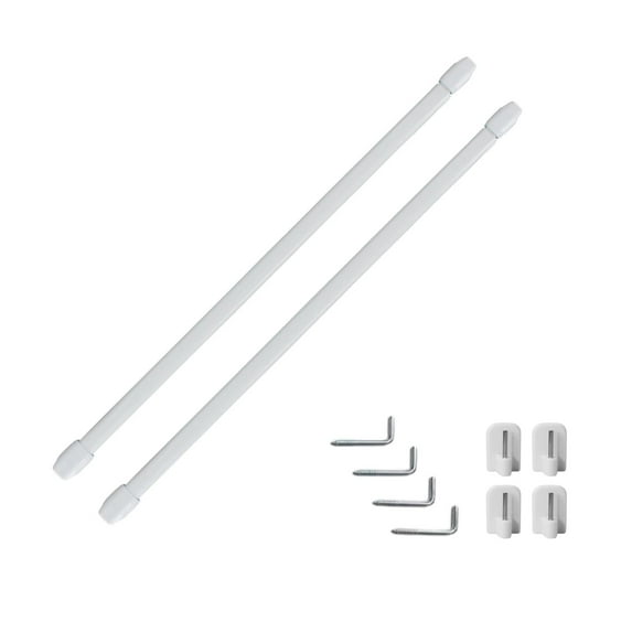 Evideco Adjustable Telescopic Curtain Rods, 20-31 Inch, White, Without Drilling Holes, Adhesive Installation, Set of 2