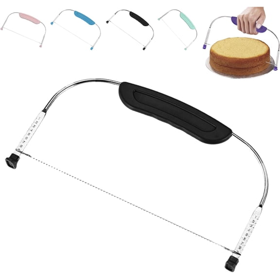 Adjustable Cake Cutter Slicer Leveler  0.5 to 2 Inch Thickness with Stainless Steel Wire (Black)