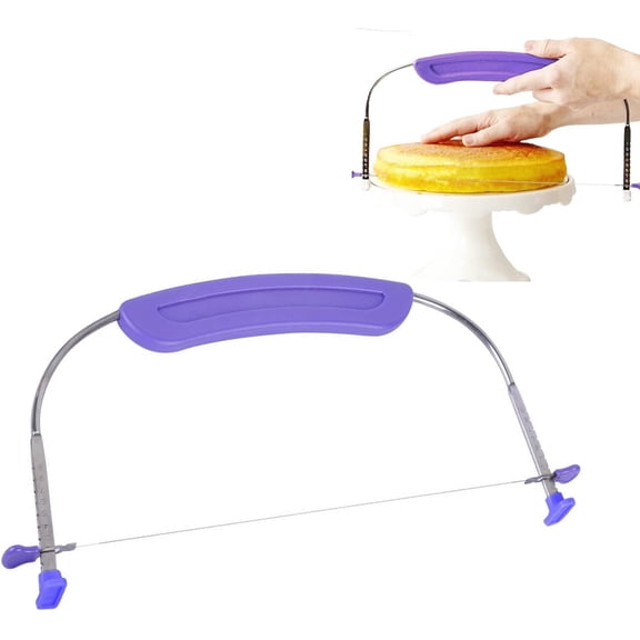 Adjustable Cake Leveler Cutter, Professional Cake Slicer with Stainless Steel Wires and Handle for Leveling Tops of Layer Cakes Suitable for 10 Inch Cake