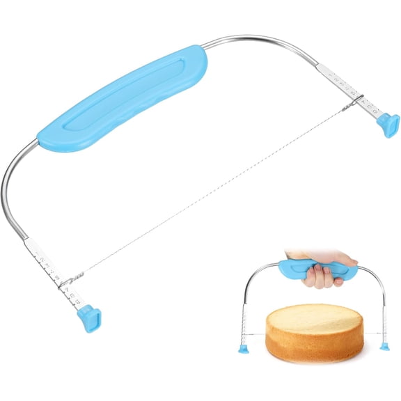 Adjustable Cake Leveler for 10 Inch Cake, Professional Cake Slicer with Stainless Steel Wire, Baking Tool(Blue)