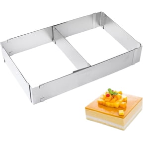 Adjustable Cake Ring Cake Mold:Stainless Steel Rectangle Baking Ring Mold,Adjustable Square Mousse Cake Mold,Kitchen Cake Decorating Supplies for DIY Pastry